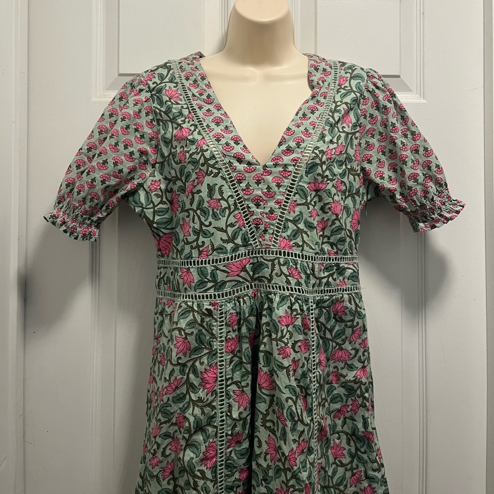 Anthropologie DRA Green Floral Cotton Midi - Size Medium - EUC - Picture 2 of 13